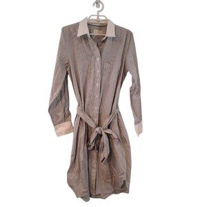 J Crew Classic shirt dress womens 6 crisp cotton poplin pinstriped pockets belt